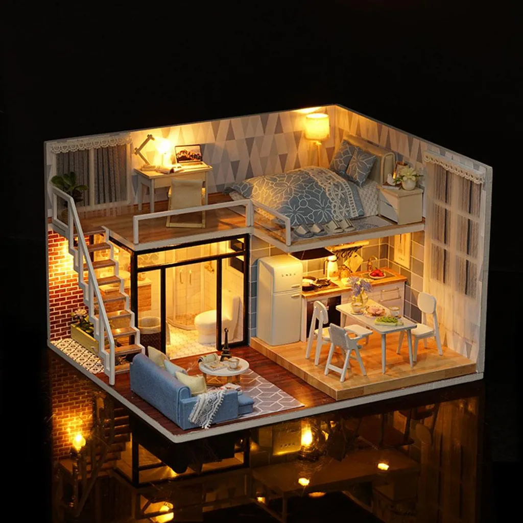 Kit de Construction Maison de Poupées DIY en Bois - Modèle Rose 3D - 5