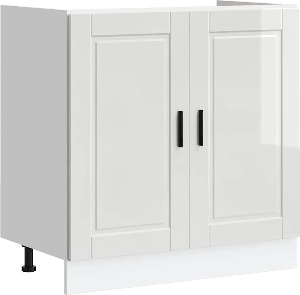 Meuble évier cuisine 80 cm blanc brillant pour rénovation Porto