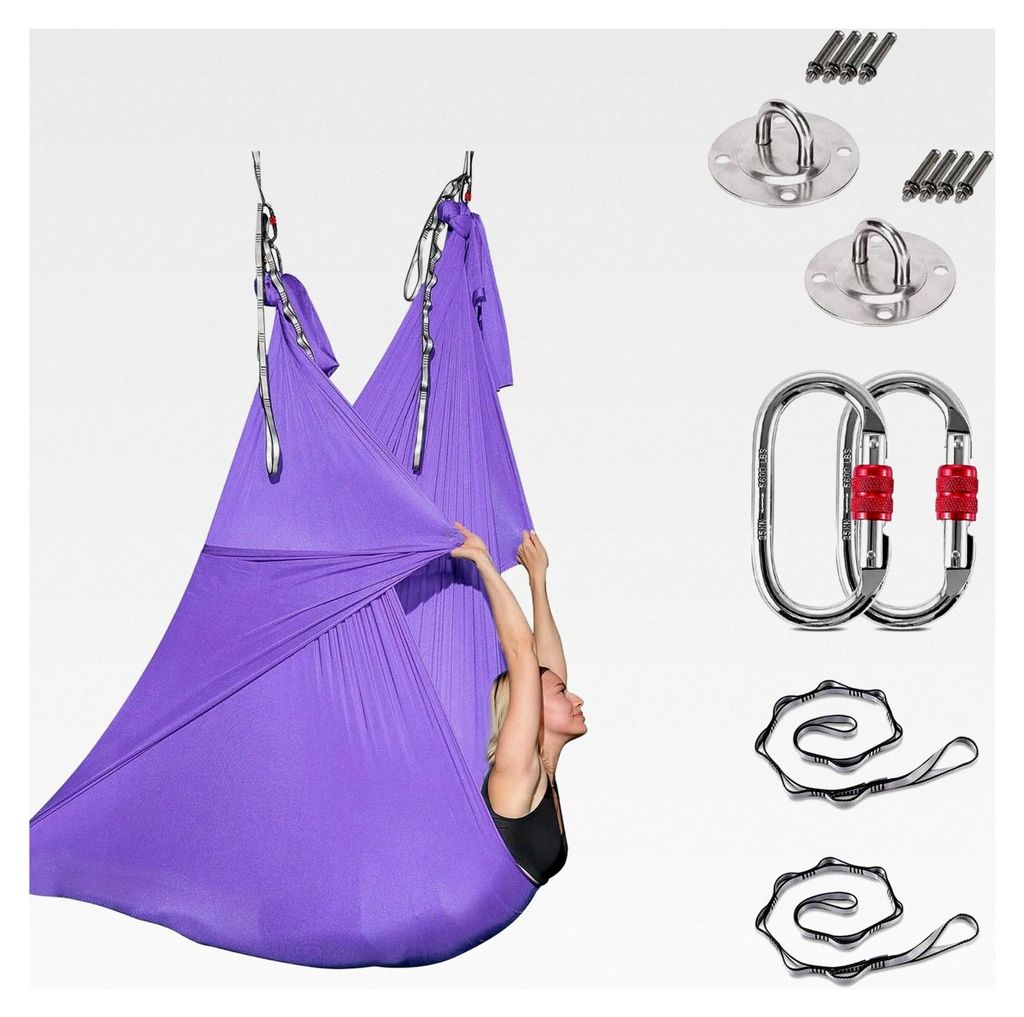 Aerial Yoga Hängematten-Set, Yoga-Schaukel-Hängematten für Innen und Außen, inklusive Zubehör zur Installation, Anti-Schwerkraft-Übungen (Hel...