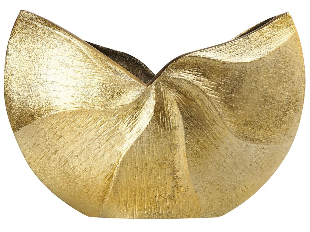 BELIANI Blumenvase Gold Aluminium 26 cm Handgemacht Breite Form Deko Accessoires für Wohnzimmer Schlafzimmer Flur Eingangsbereich