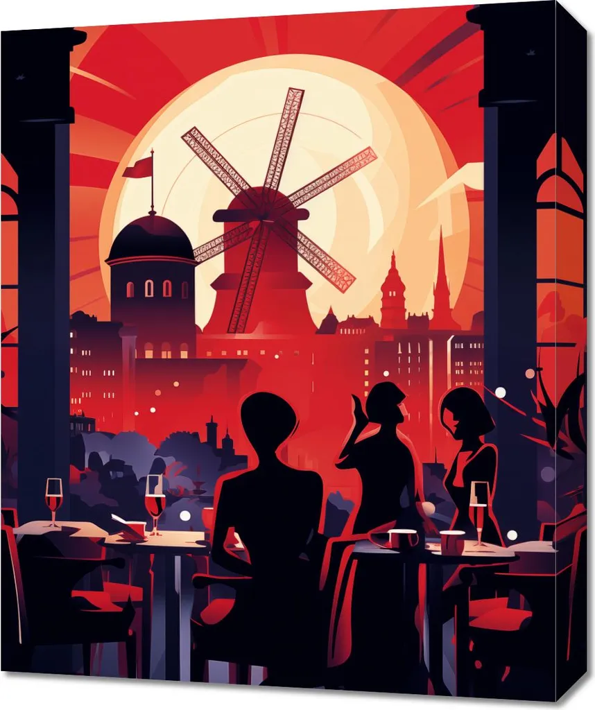 Image Bal du soir au moulin à vent 50 x 60 cm Idée Cadeau Déco