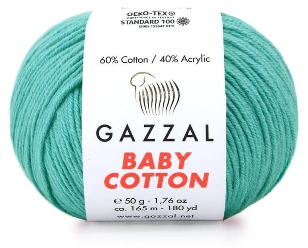 Wolle Gazzal Baby Baumwolle 3426 - szmaragd - Stricken & Produktbild 
