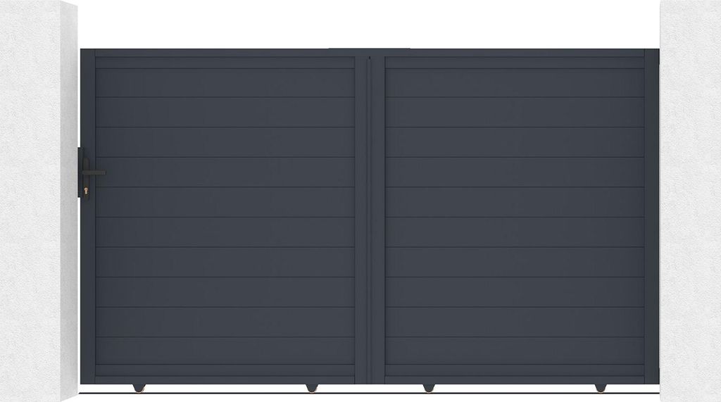 Schiebetor 3m EIGER H.180cm graues Aluminium + 2 Pfosten 20x20cm H.190cm