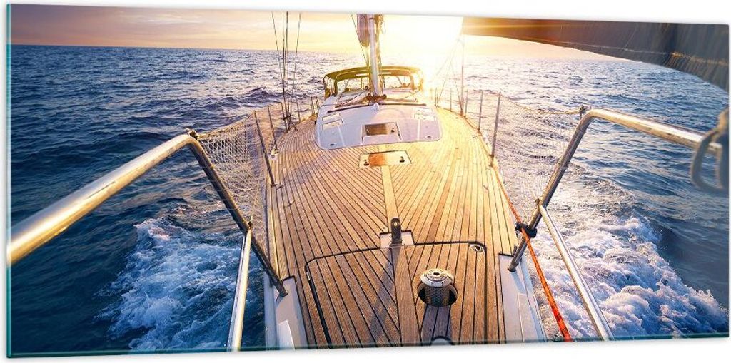 Bilder auf glas - Segelboot Meer - 120x50cm - Glasbilder - Wandbilder - Kunstdruck - zum Aufhängen bereit - Wanddekoration aus Glas - Glas Bilder ...