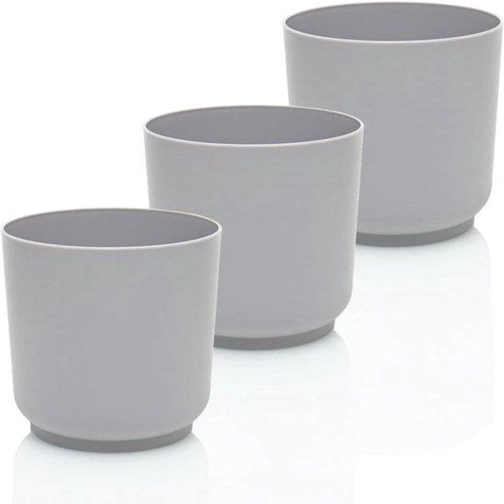 Kunststoff-Blumenpflanzengarnitur - bruchsicher - 3 Teile - grau - 13 cm