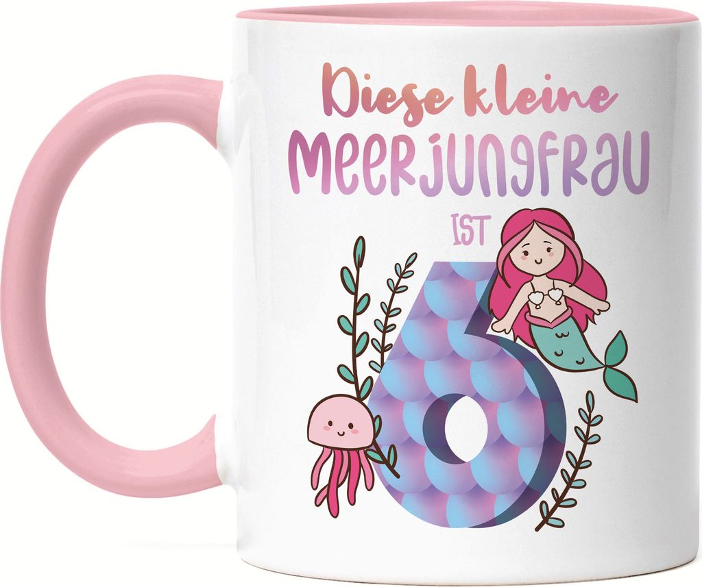 Diese Kleine Meerjungfrau Ist 6 Tasse Rosa Geburtstagsgeschenk 6. Geburtstag Süßes Motiv