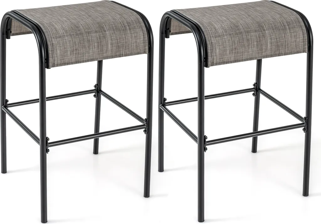 Chaise de bar de jardin avec assise ergonomique lot de 2 tabourets 76cm