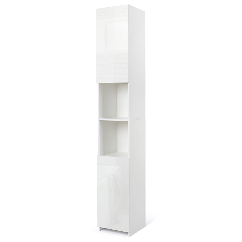 Mondeer Badezimmerschrank Hochschrank mit 2 Hochglanz Türen Produktbild 2