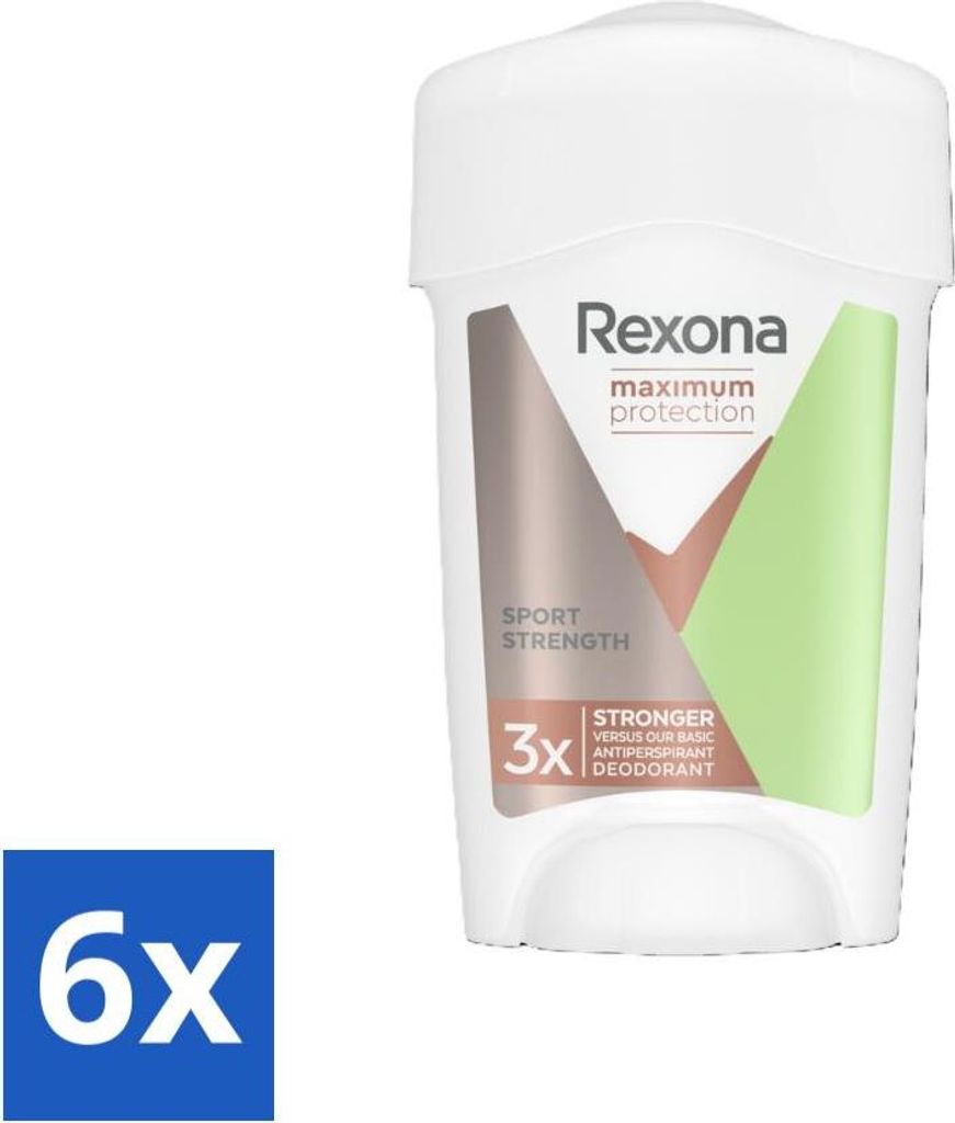 Rexona Women - Deodorant Creme Stick - Maximaler Schutz Sport Strength - Extra Stark - 45 ml - Vorteilspack - 6 Stücke