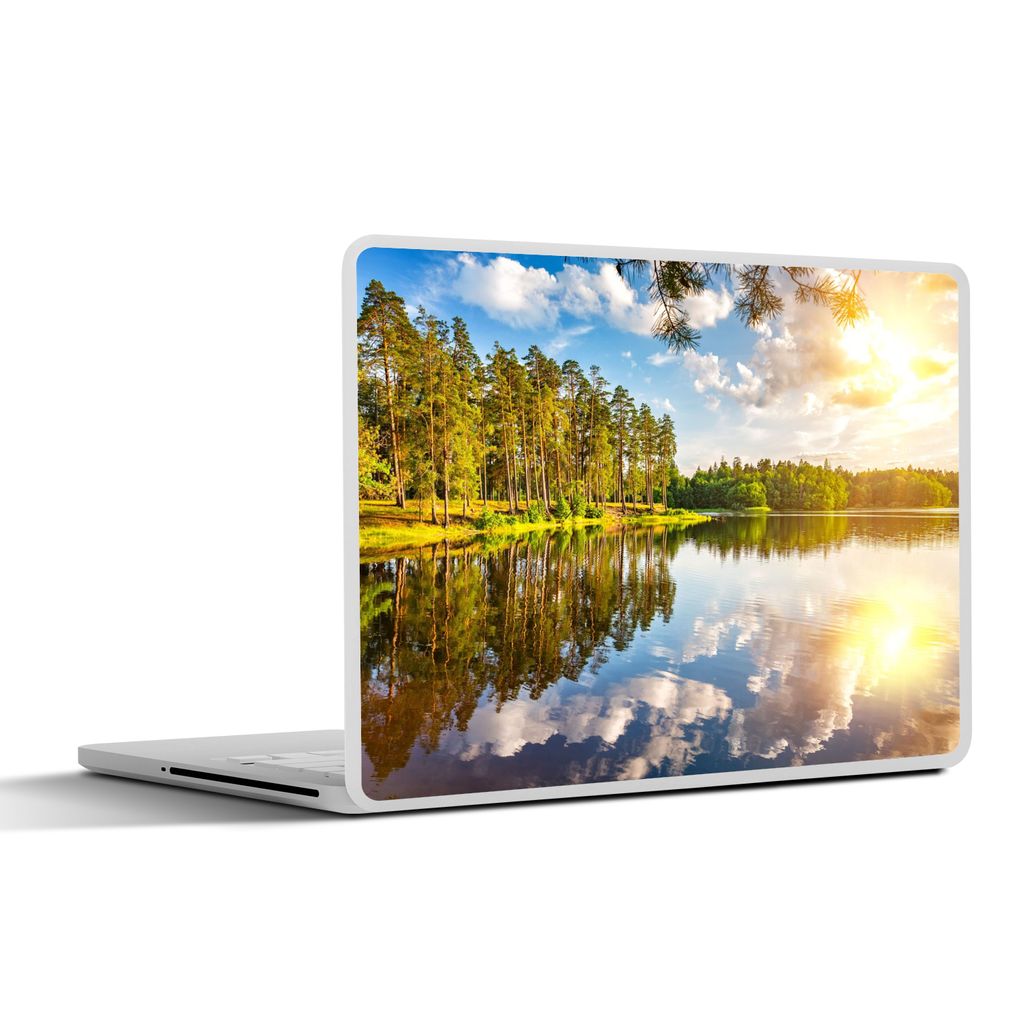 MuchoWow Laptop Aufkleber Sticker Cover Bäume - Wasser - Sonne 32.5x23.5 cm - Sticker für Laptop - Selbstklebend
