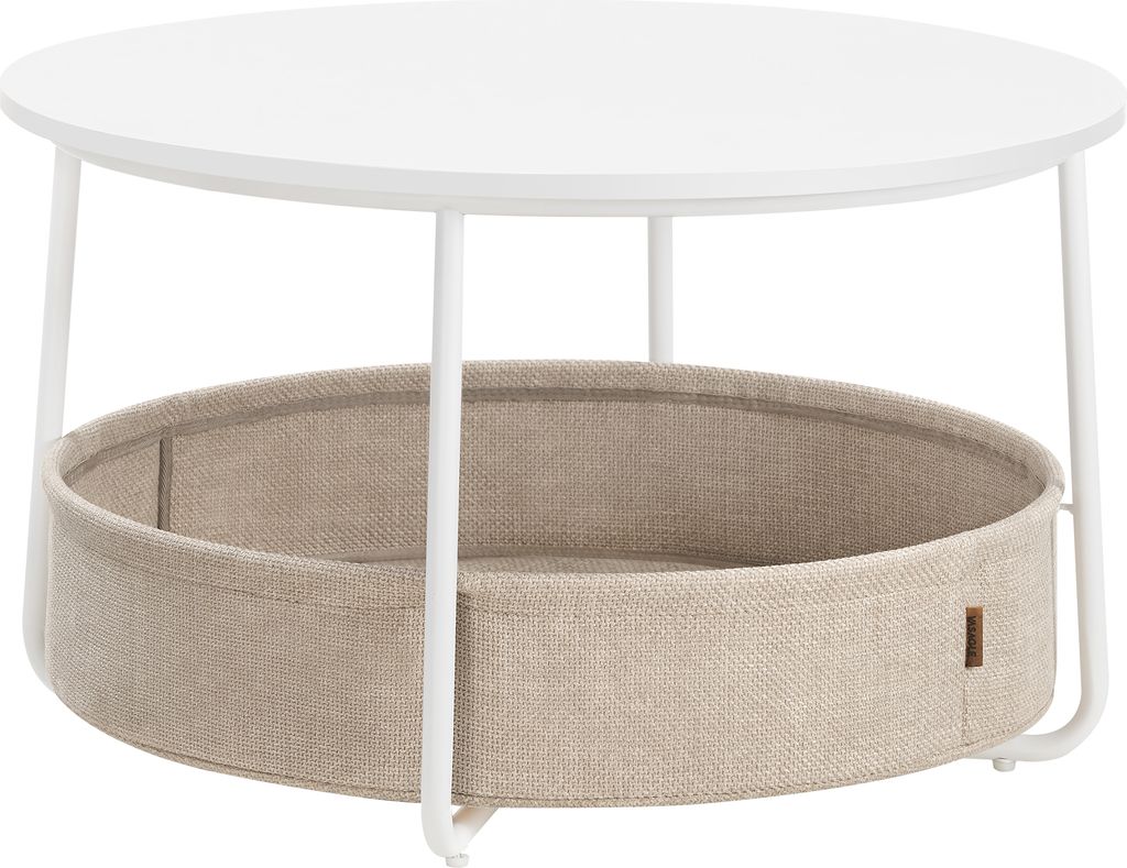 VASAGLE Couchtisch rund,  Wohnzimmertisch mit Korb aus Produktbild 8