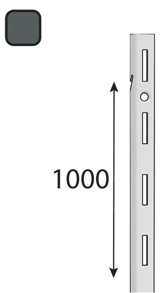 INTEGRI Anthrazit Einzel-Wandschiene 1000mm Garderobensystem Regalsystem Wandmontage Stahl