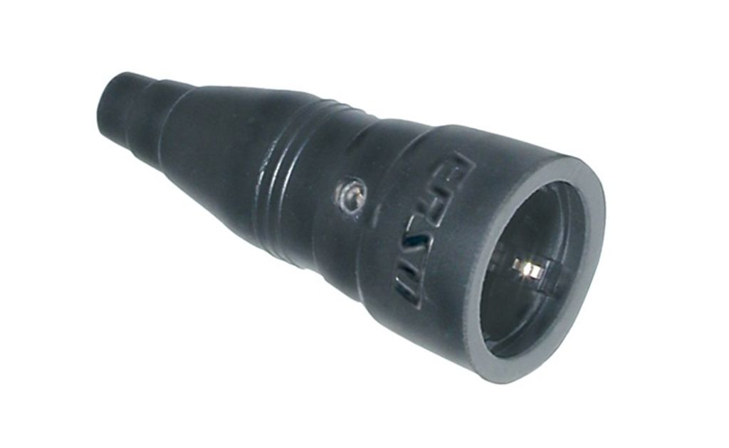Schuko-Kupplung a.Gummi IP20 schwarz 250V/10-16A 2polig m.Knickschutz