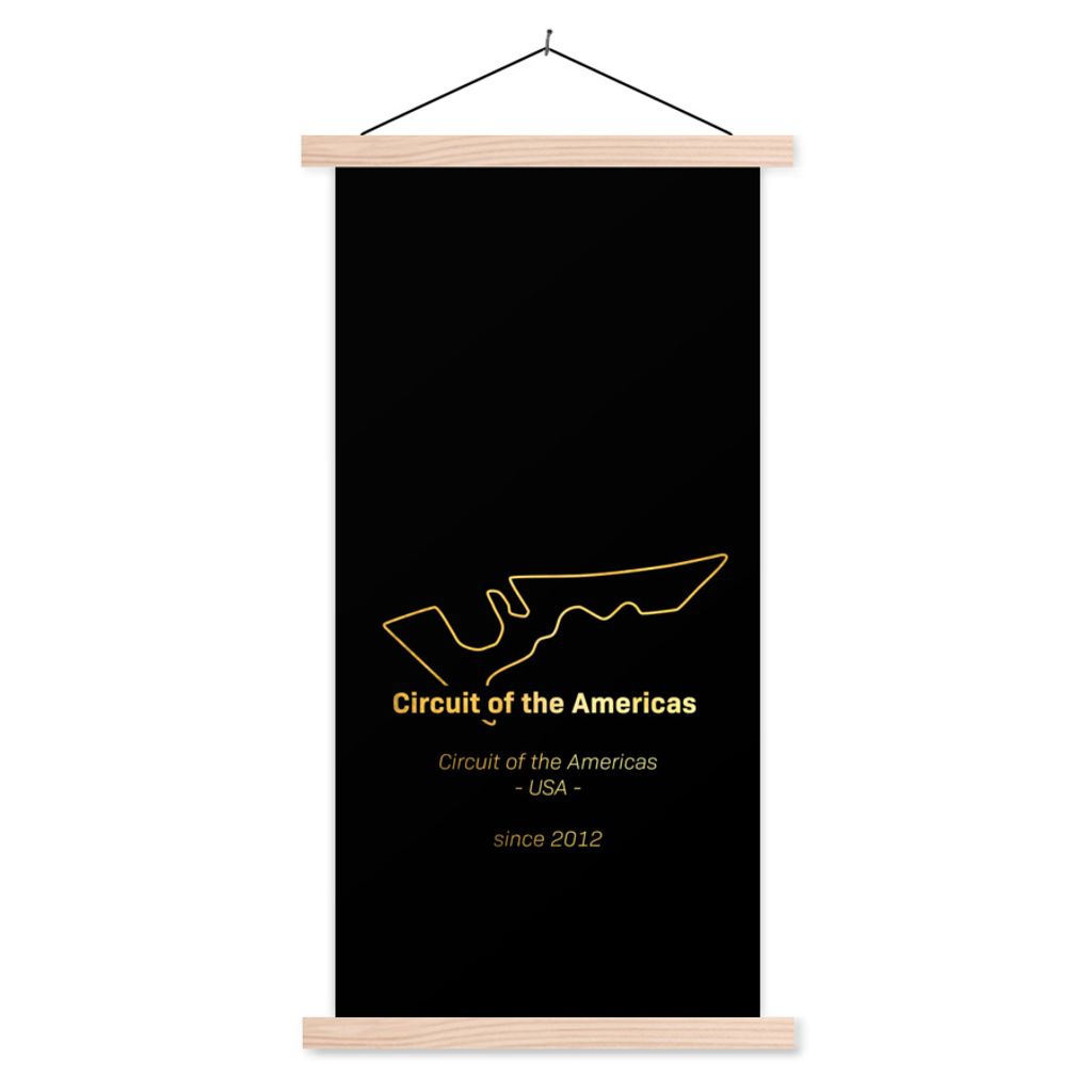 MuchoWow Textilposter Vereinigte Staaten - F1 - Rennstrecke 40x80 cm mit holzfarbenen Rahmen - Wohnzimmer