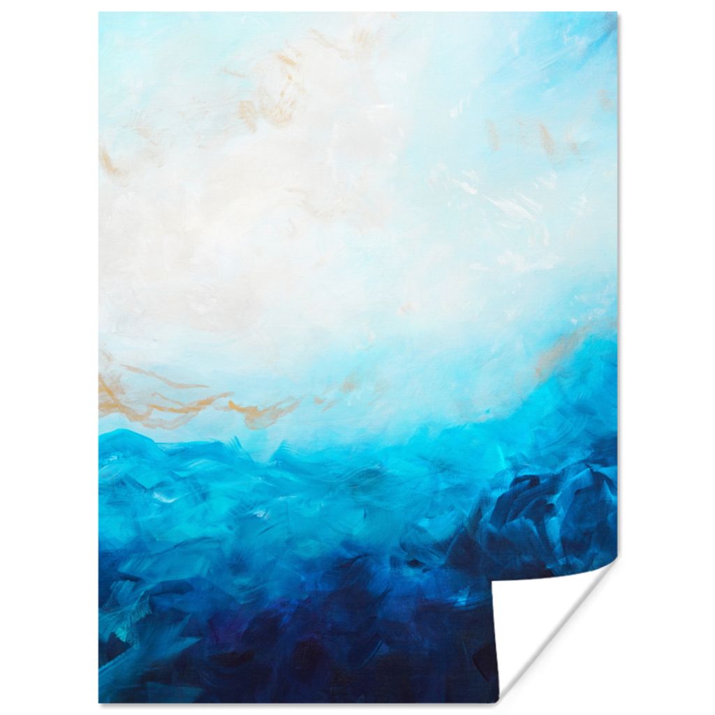 MuchoWow Poster Blau - Meer - Abstrakt - Farbe 90x120 cm - Wohnzimmer