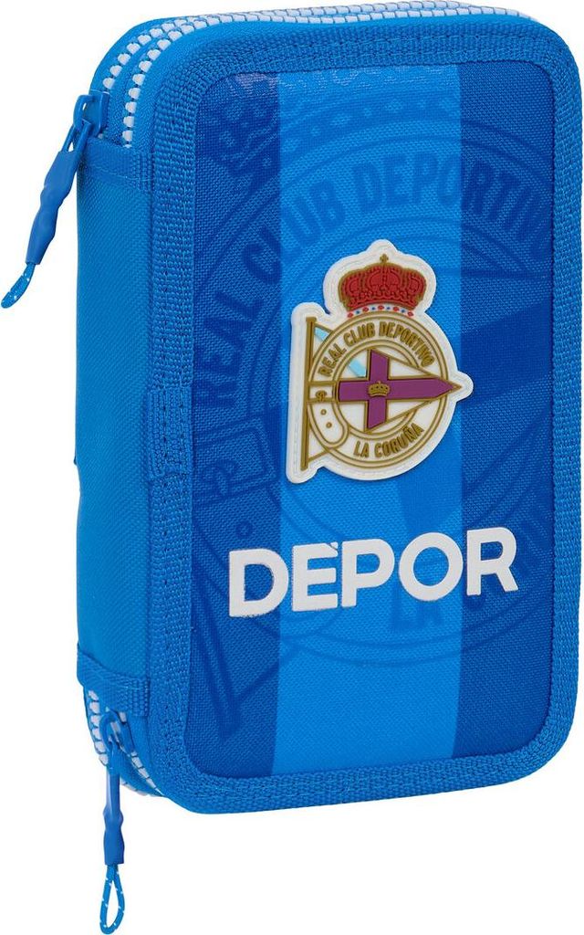 Doppelstiftmäppchen R. C. Deportivo de La Coruña Blau 12,5 x 19,5 x 4 cm (28 Stück)