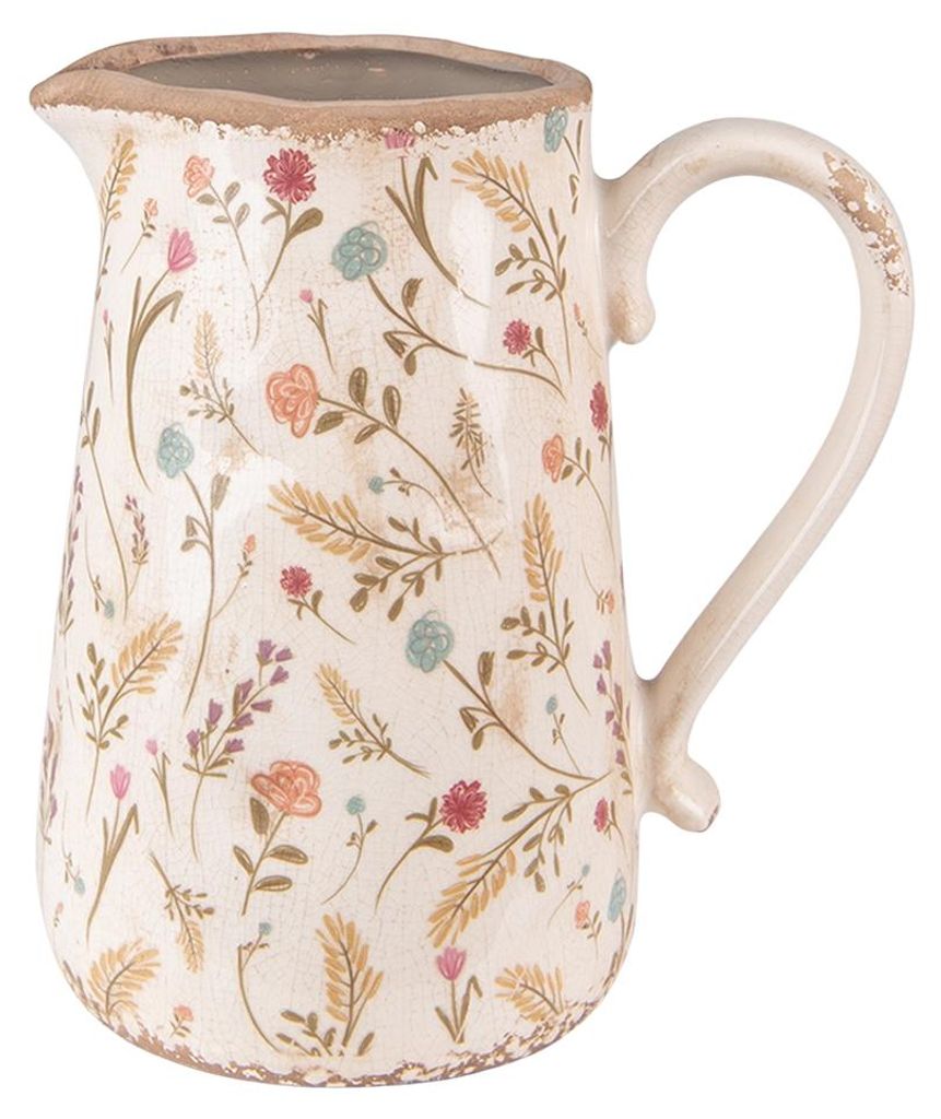 Clayre & Eef Dekorative Kanne 21x14x23 cm Rosa Beige Produktbild 