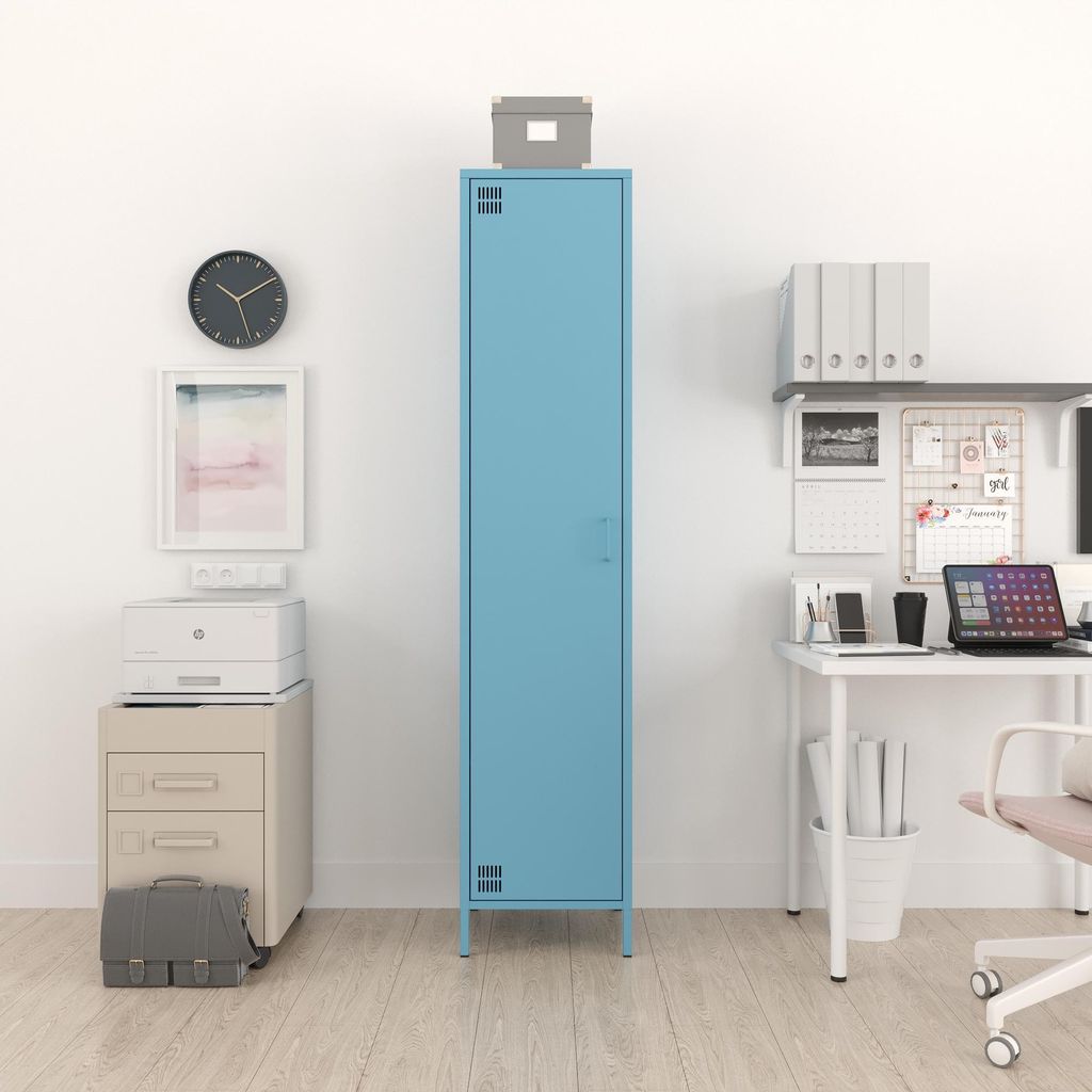 Metall Möbel Pera11, Kleiderschrank 1 Tür - 41,5 x 40 x 189,5 cm Blau