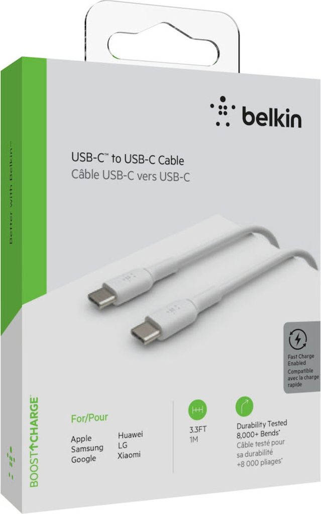 Belkin USB-C/USB-C Kabel 1m PVC, weiß CAB003bt1MWH