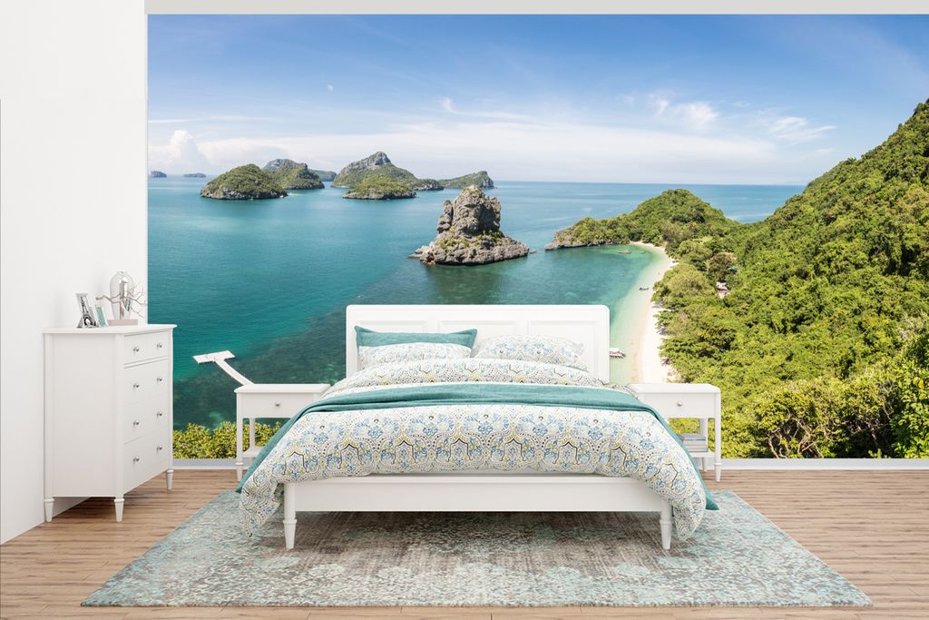 MuchoWow Fototapete für Wohnzimmer oder Schlafzimmer Wandtapete Vinyl Motivtapete Meeresnationalpark Thong auf Ko Tao - 535x300 cm - Wanddekoration