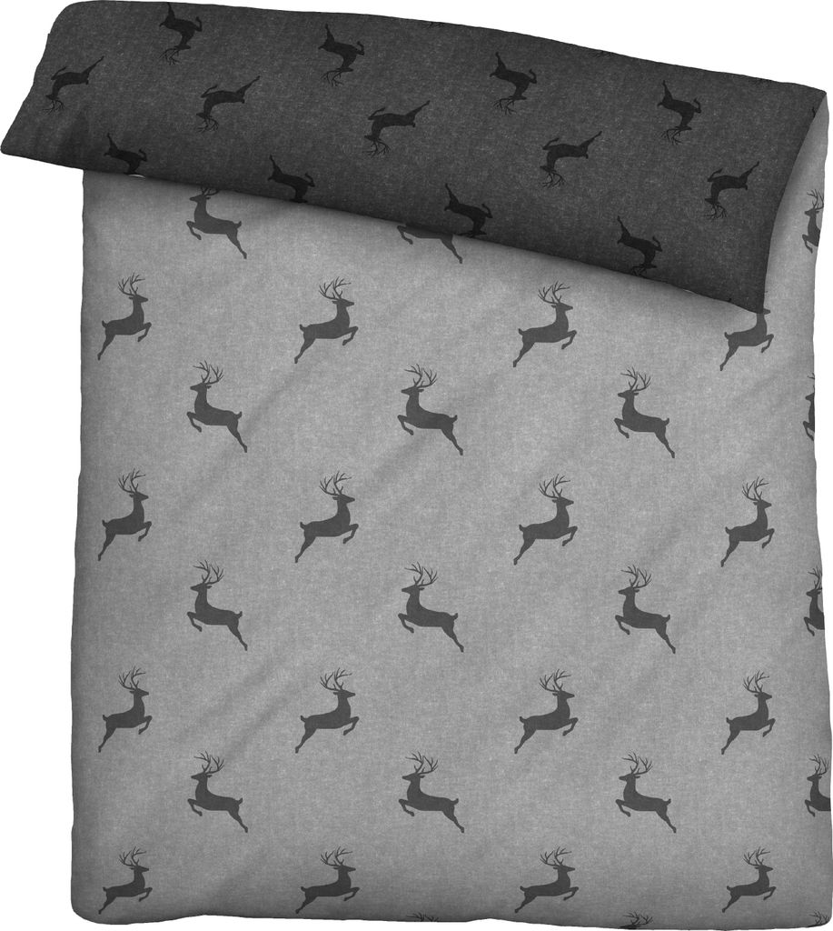 Biberna Wendebettwäsche grau 1x 135x200 cm + 1x 80x80 cm Produktbild 