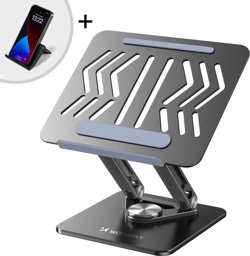 Support pour ordinateur portable ergonomique 360 pour le télétravail Noir