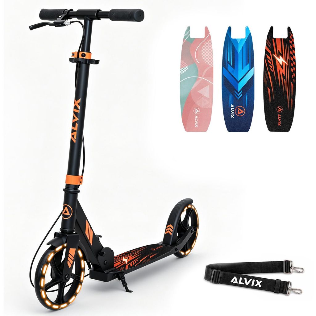 Kinder Scooter mit Handbremse, LED-Leuchträdern, Produktbild 