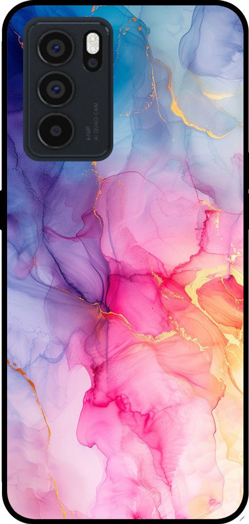 Smartphonica Telefon Fall geeignet für Oppo Reno6 Pro mit Marmor-Druck - TPU zurück Abdeckung Fall Marmor-Design - Regenbogen