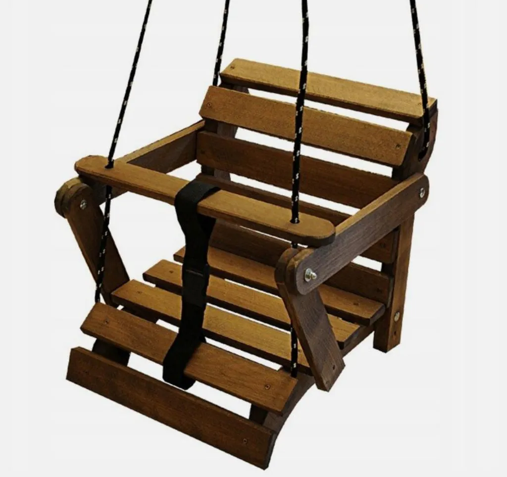 Balançoire Bébé 5 en 1 Pliante en Bois Brun pour Enfant Intérieur