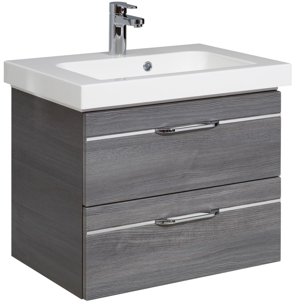 PELIPAL Balto Sprint Bad Möbel / Graphit Struktur quer NB, Waschtisch + Unterschrank 65 cm