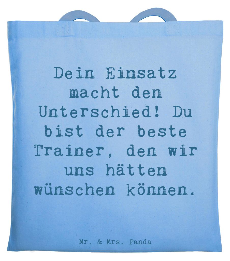 Mr. & Mrs. Panda Shopping Tasche Spruch Trainer Unterschied - Sky Blue - Geschenk, Aufmerksamkeit, Ausdruck, Komfort, Bedanken, Tragetasche, positi...