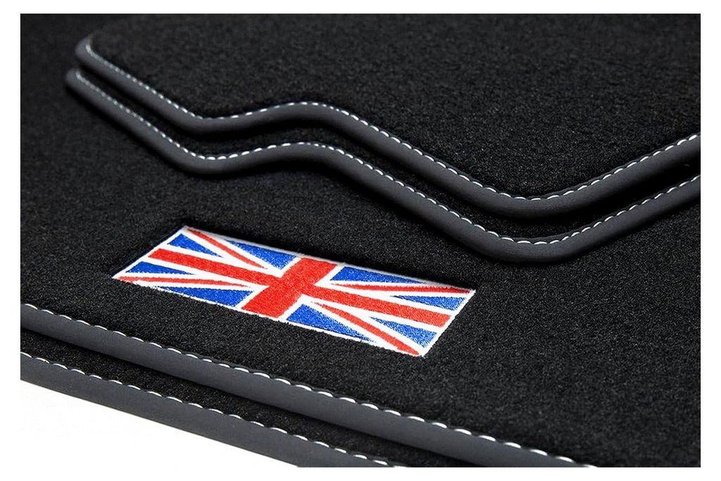 Union Jack Logo Fußmatten für Mini 3 3-Türer F56 ab 2014 mit Ziernähten