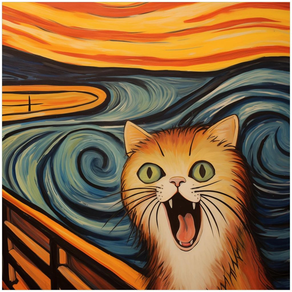 Wallario Memoboard Magnettafel aus Glas, Größe 50 x 50 cm, Motiv Der Schrei der Katze