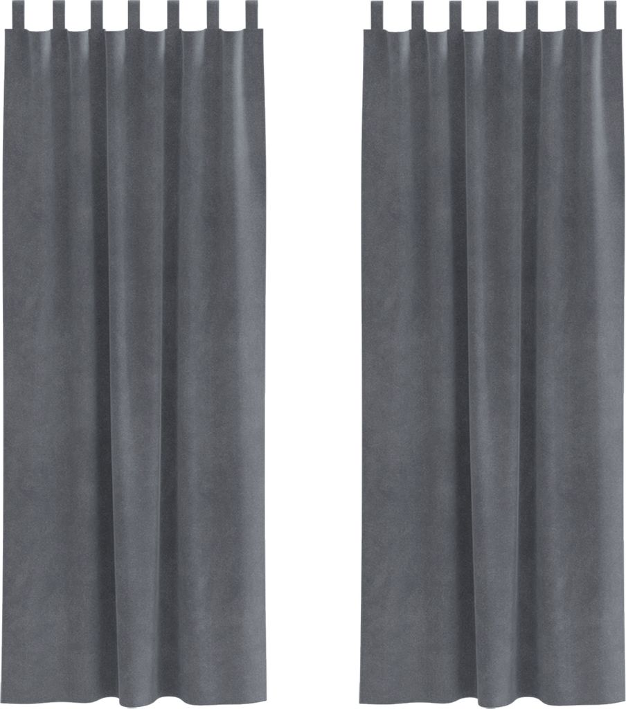 Eleganten-Stil Verdunkelungsvorhänge mit Schlaufen 2 Stk. Super Hellgrau Samt - Gardinen & Vorhänge DE20341