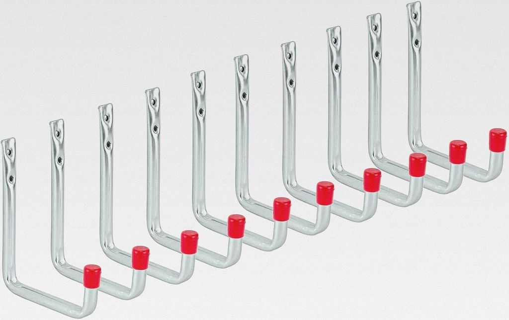 Wandhaken U-Form 125 x 86 mm verzinkt, 10er Set, Traglast: 35 kg, Schwerlasthaken, abgewinkelt