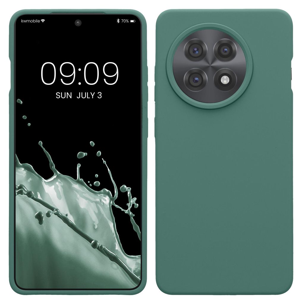 kwmobile Handyhülle für OnePlus 13R Hülle - Case Silikon - Kabelloses Laden - Schutzhülle Cover in Tannengrün