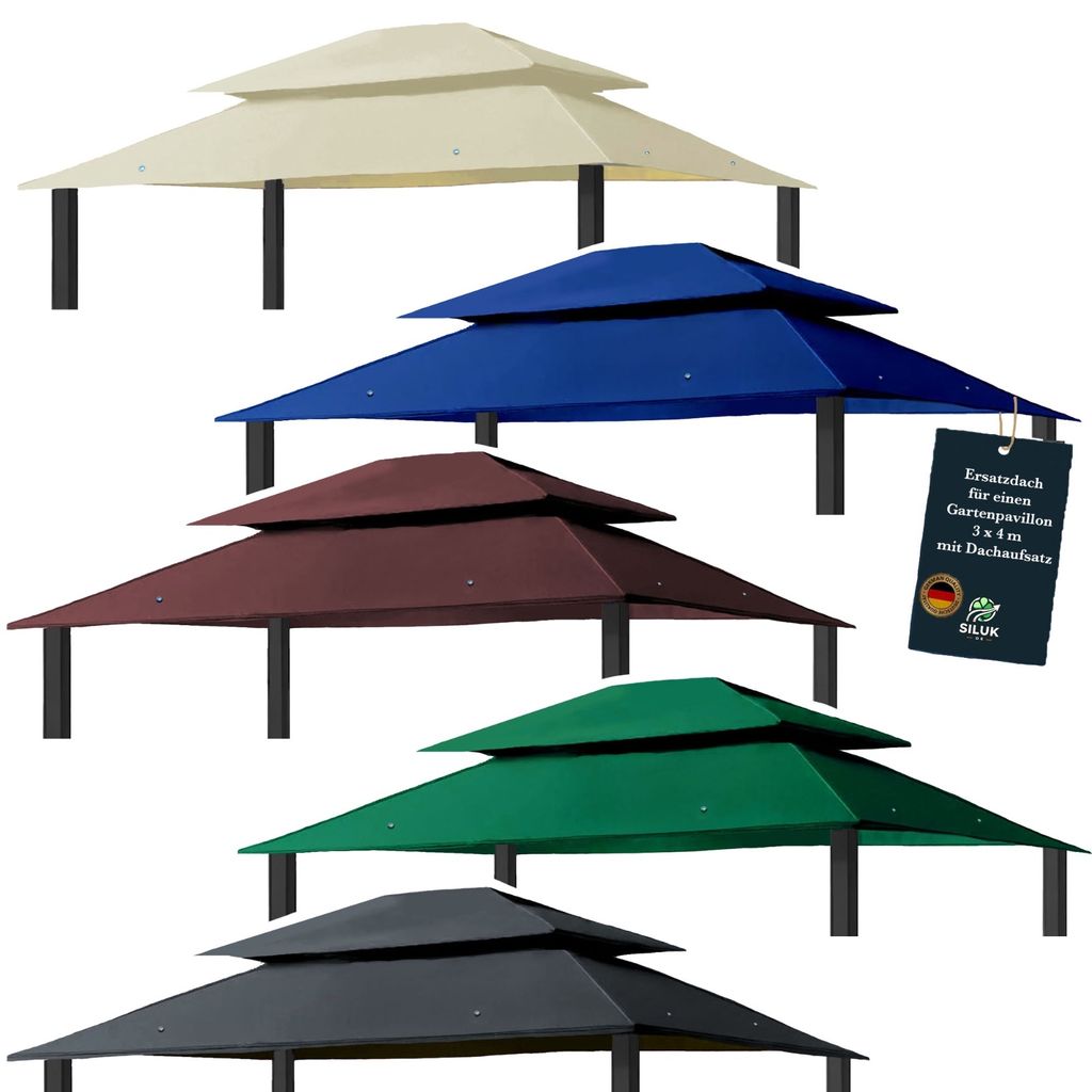 freigarten.de Ersatzdach für Pavillon 3x4 Meter Wasserdicht Material: Panama PCV Soft 370g/m² extra stark Modell 7 (Anthrazit)