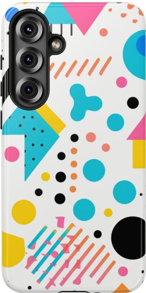 Buntes Memphis-Design mit geometrischem Muster – Hülle Kompatibel mit Samsung Galaxy S25 Plus