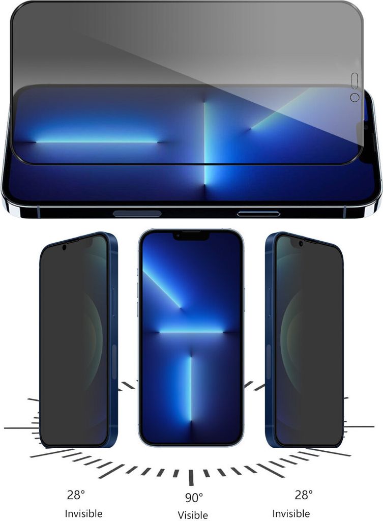 Für Apple iPhone 12 Mini 3D Premium 0,3 mm H9 Privacy Hart Glas Schwarz Folie