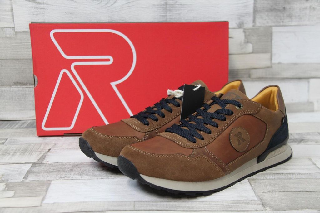Rieker Evolution Herren Schnürhalbschuh braun mit blauer Produktbild 