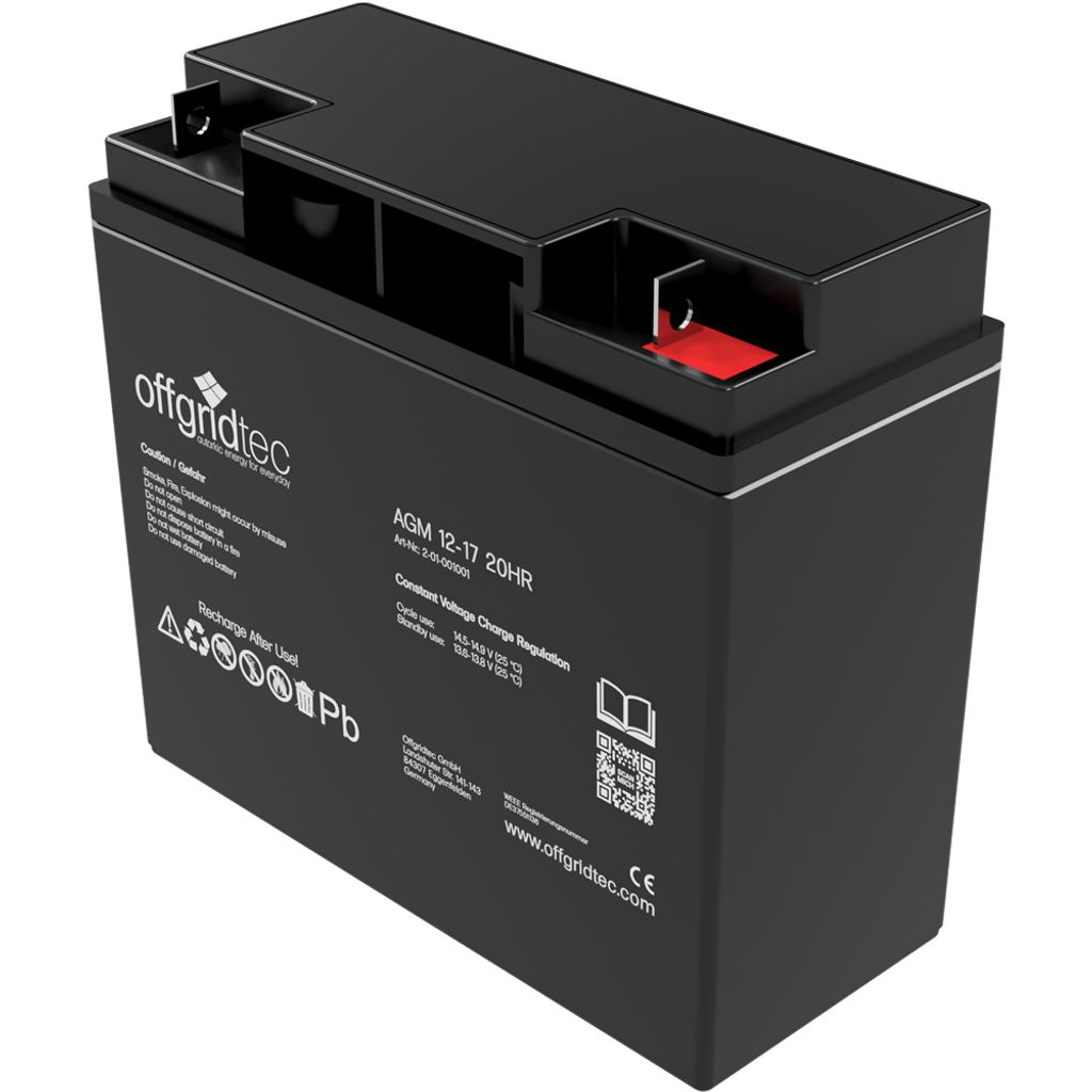 Offgridtec AGM 17Ah 20HR 12V - Solar Batterie Akku Extrem zyklenfest
