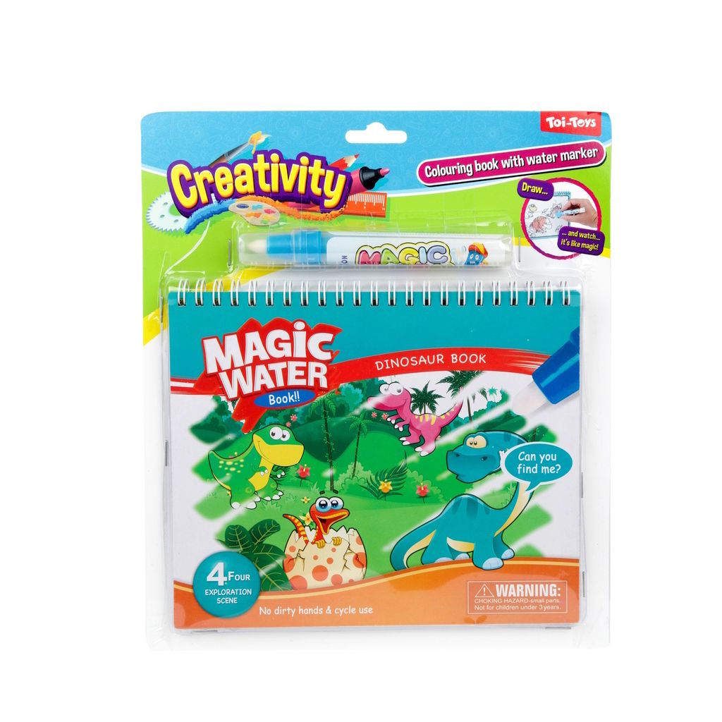 Dinosaurier Wassermalbuch mit Wasserstift und vier Produktbild 