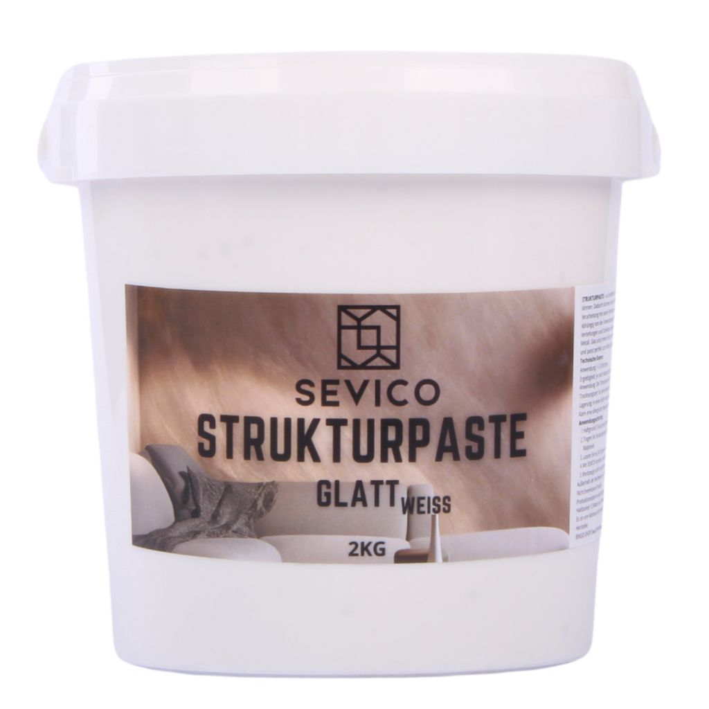 SEVICO Strukturpaste Glatt 2 kg | Weiße Spachtelmasse für Acrylmalerei | Modellierpaste für Kunstprojekte, Acrylfarbe, DIY, 3D-Effekte, Texturen...