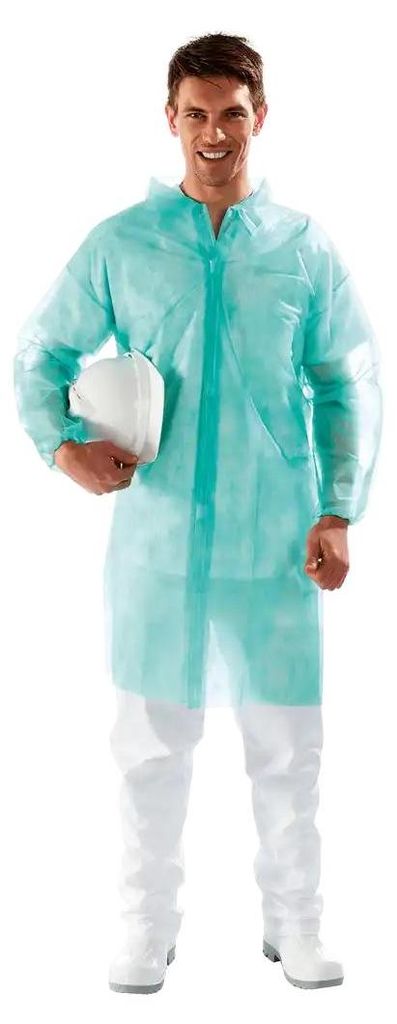 Sir Safety Polifilm Schutzmantel atmungsaktiv aus Polypropylen mit Klettverschluss 10 Stück, M, GRÜN