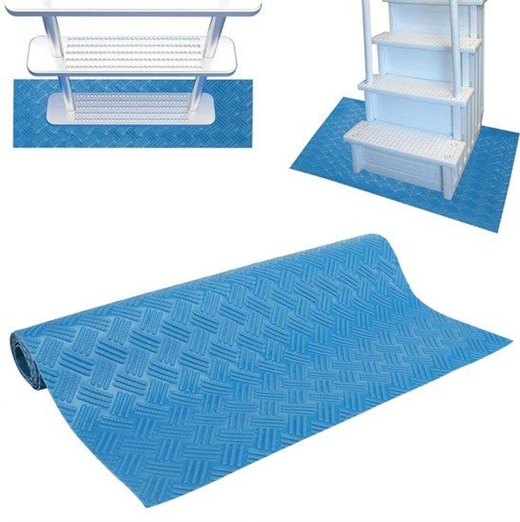 Schwimmbeckenleitermatte - Schwimmbeckenmatte Leiterpad - Sicher Schwimmen - Antischleif PVC Material - 91 x 23 cm - Blau