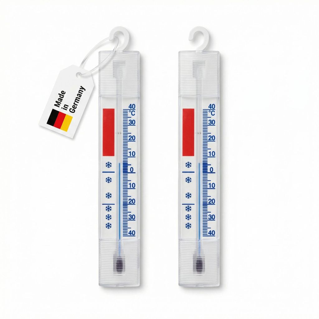 2 Stück Kühlschrankthermometer Set mit Haken zum aufhängen Temperaturanzeige + - 40°C Analog Thermometer für Gefrierschrank Kühltheken Kühls...