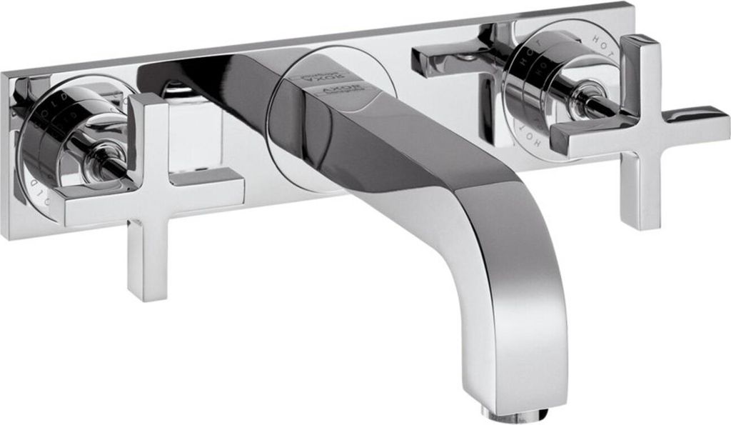 hansgrohe 3-Loch Waschtischarmatur AXOR CITTERIO DN 15, Unterputz, mit Auslauf 226 mm, Kreuzgriffe und Platte chrom