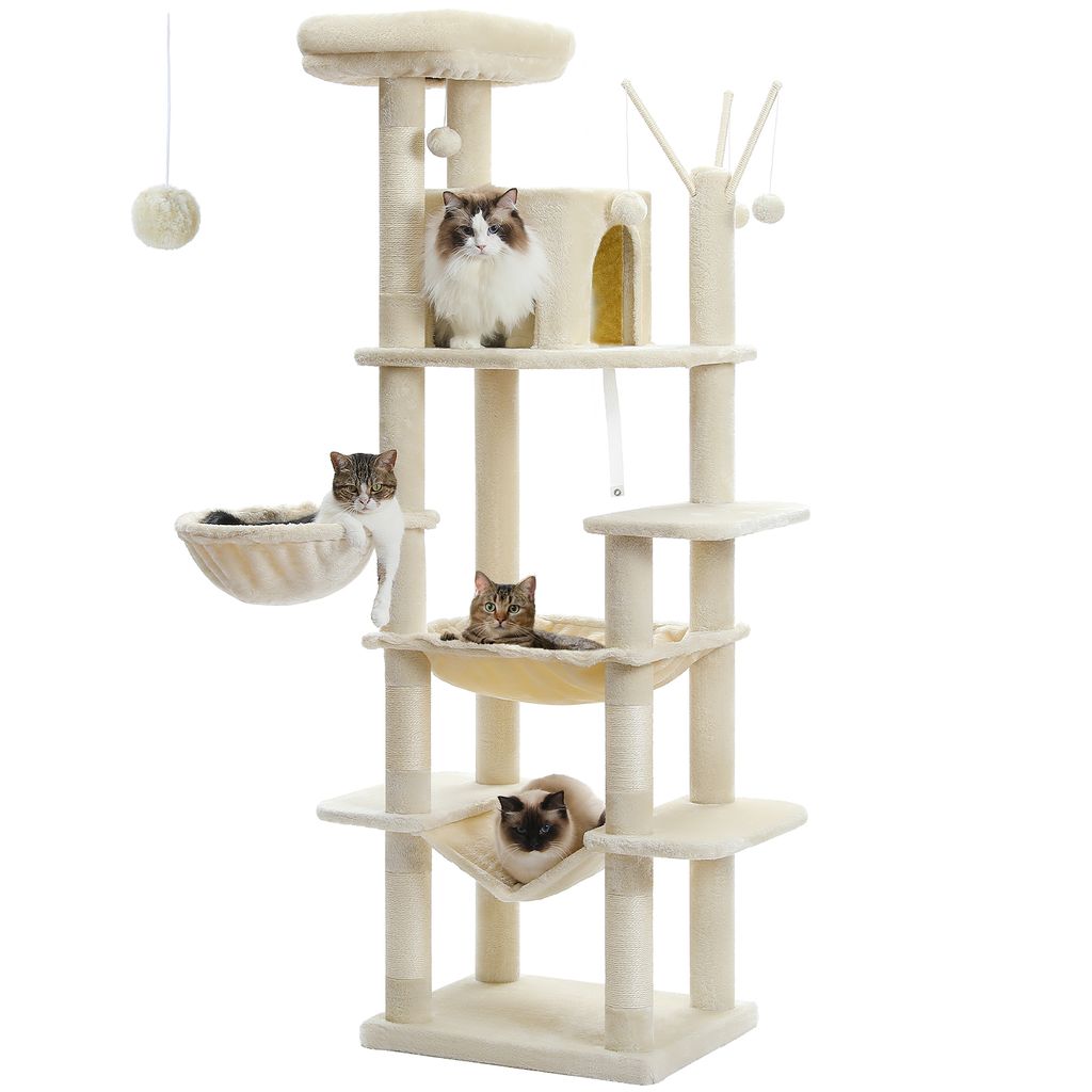 PAWZ Road Kratzbaum Katzenbaum 175cm groß für große Katzen beige