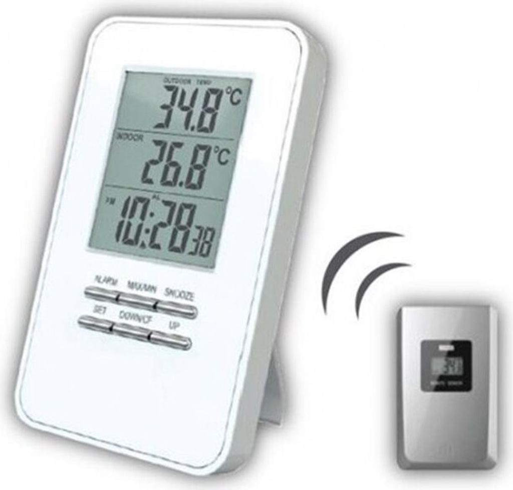 Solight Funk-Thermometer, Temperatur, Zeit, Alarm, weiß