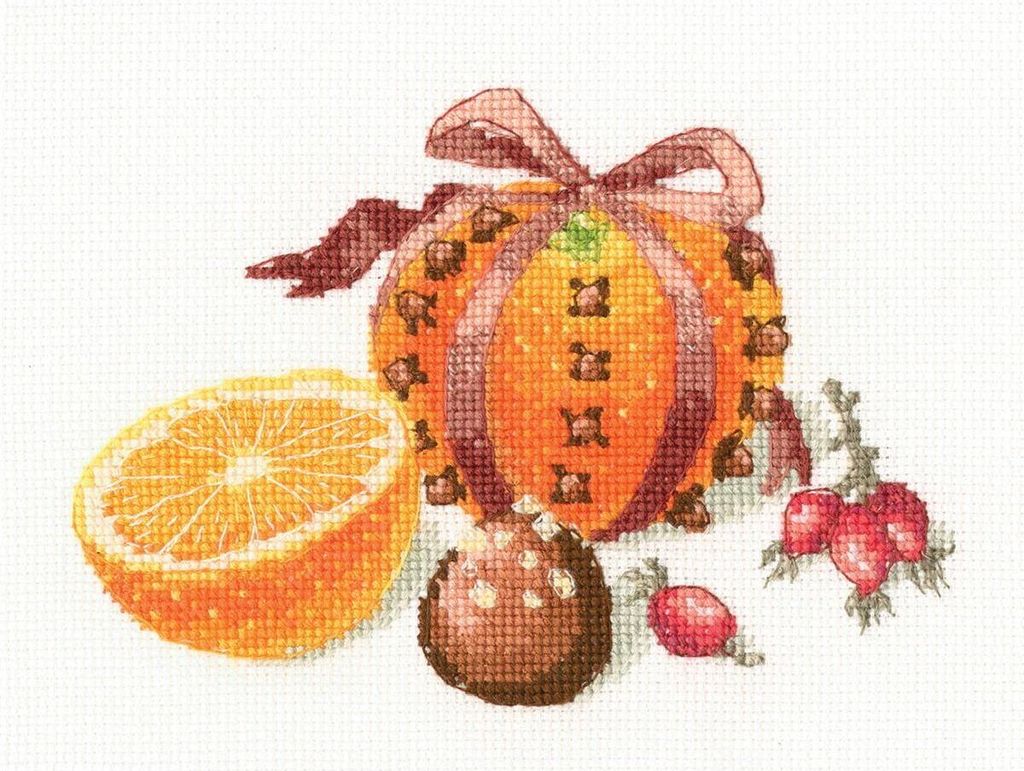 RTO Kreuzstich Set "Neujahrsfrucht" C316, Zählmuster, 15x10,5 cm